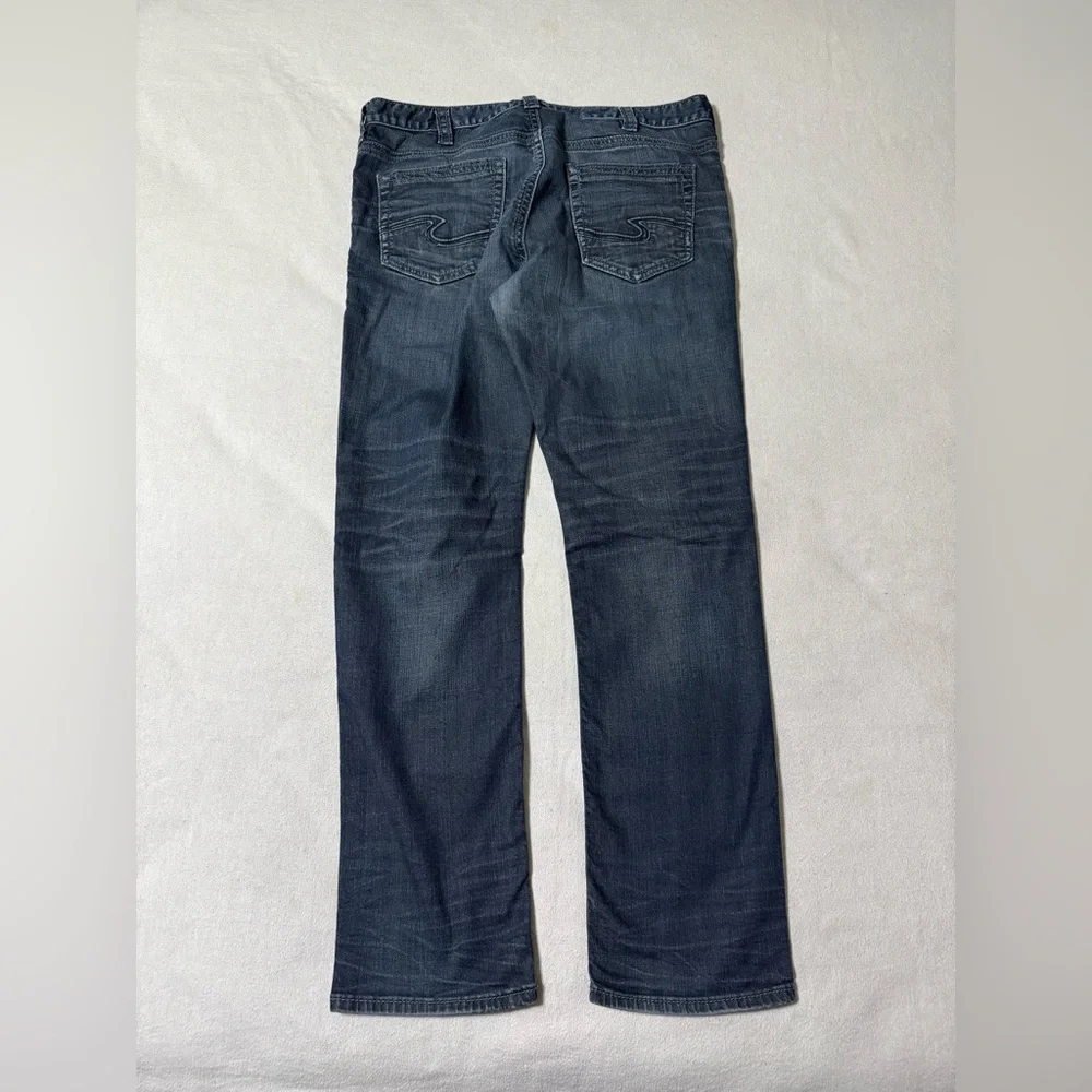 Silver Konrad Jeans Mens 36x31 Slim Fit Straight Blue Denim‎ Dark Wash